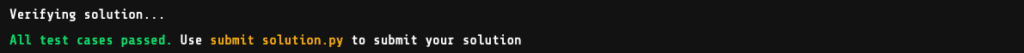 Google Foobar Challenge level 2 - Elevator Maintenance
Verifying solution...
All test cases passed. Use submit solution.py to submit your solution