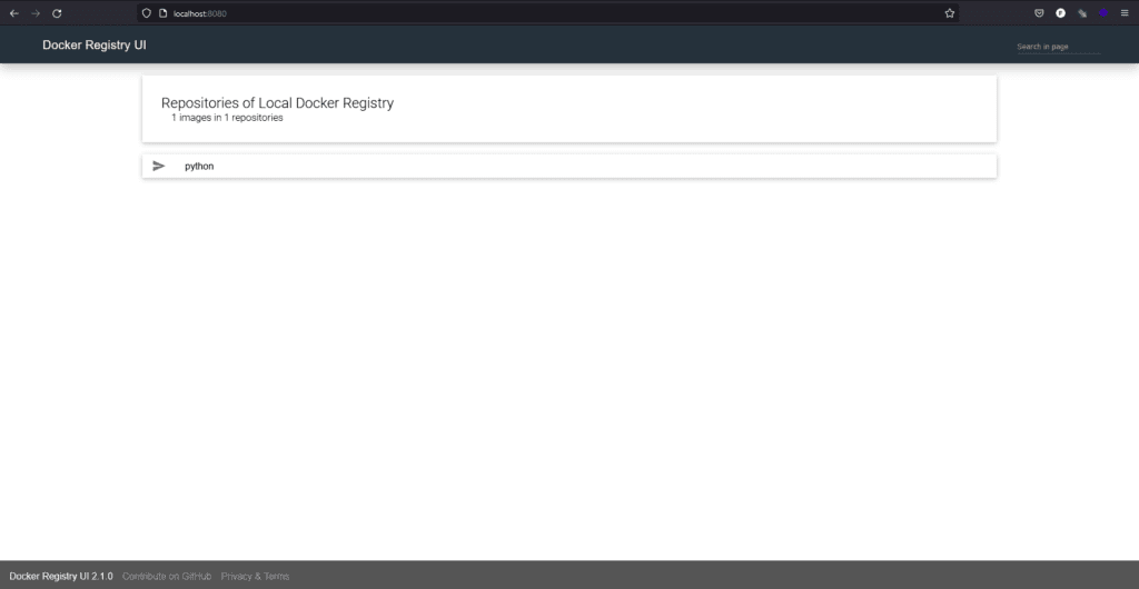 Docker local registry GUI with the new Python image