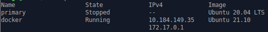 multipass list output
multipass docker portainer