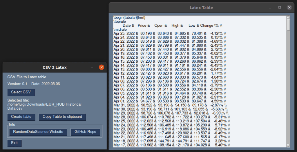 create latex table from csv file screenshot